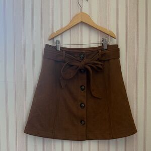 Gilli Chocolate A-Line Skirt with Button Detail